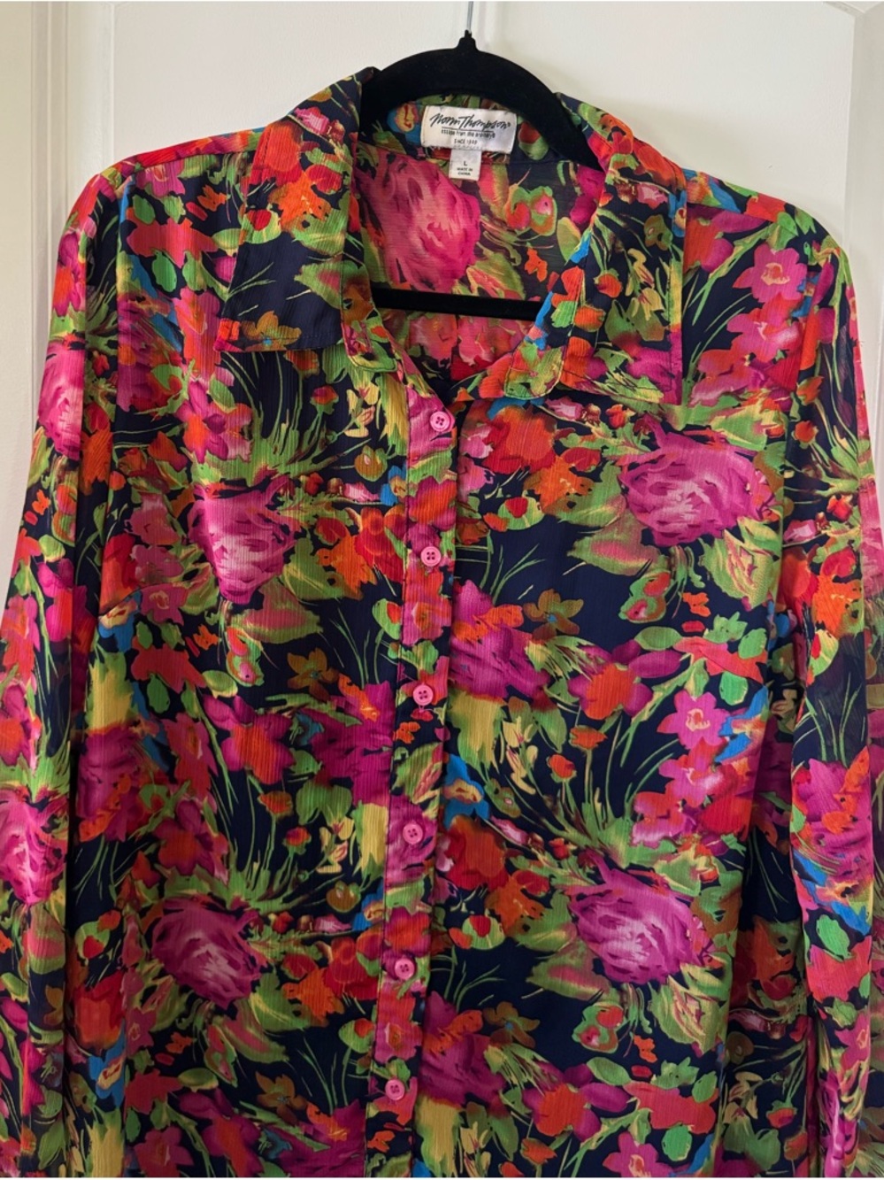 Norm Thompson Floral Button Up Blouse - Size L